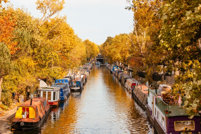 Autumn on the canal in Little Venice, London, UK