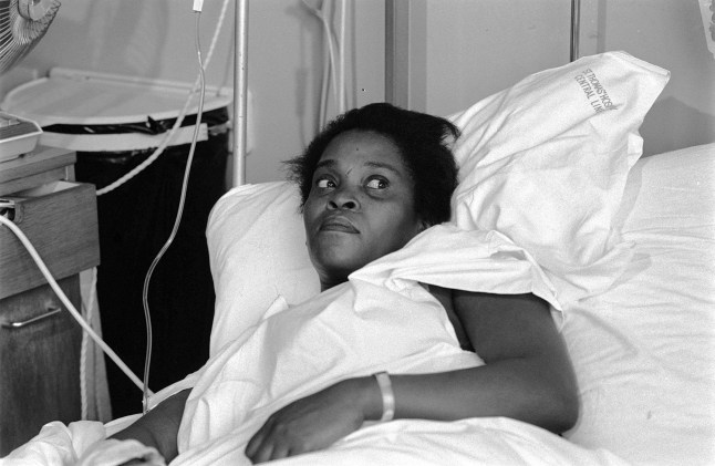Mother-of-six, Cherry Groce, 38, at St Thomas' Hospital, London, who was accidentally shot by police in Brixton, south London.