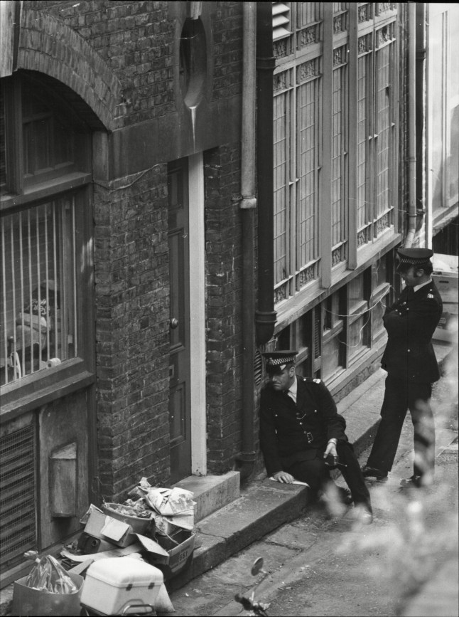 Mandatory Credit: Photo by ANL/Shutterstock (1671407a) The Spaghetti House Siege Knightsbridge London - 1975 - Police Outside The Restaurant Where Staff Are Being Held Hostage By Armed Gunmen. The Spaghetti House Siege Knightsbridge London - 1975 - Police Outside The Restaurant Where Staff Are Being Held Hostage By Armed Gunmen.