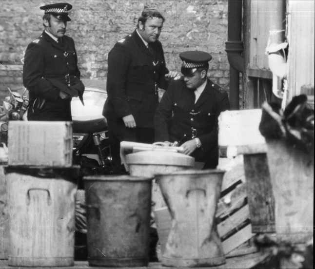 Mandatory Credit: Photo by ANL/Shutterstock (1671404a) The Spaghetti House Siege Knightsbridge London - 1975 - Police Officers Outside The Restaurant Where Staff Are Being Held Hostage By Armed Gunmen. The Spaghetti House Siege Knightsbridge London - 1975 - Police Officers Outside The Restaurant Where Staff Are Being Held Hostage By Armed Gunmen.