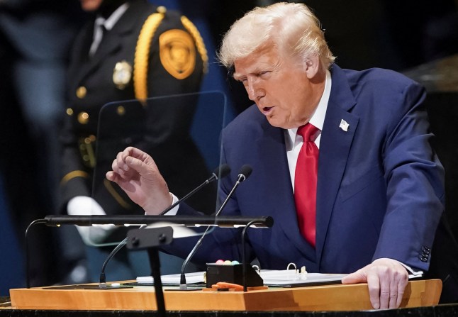 U.S. President Donald Trump addresses the 80th United Nations General Assembly, in New York City, New York, U.S., September 23, 2025. REUTERS/Al Drago