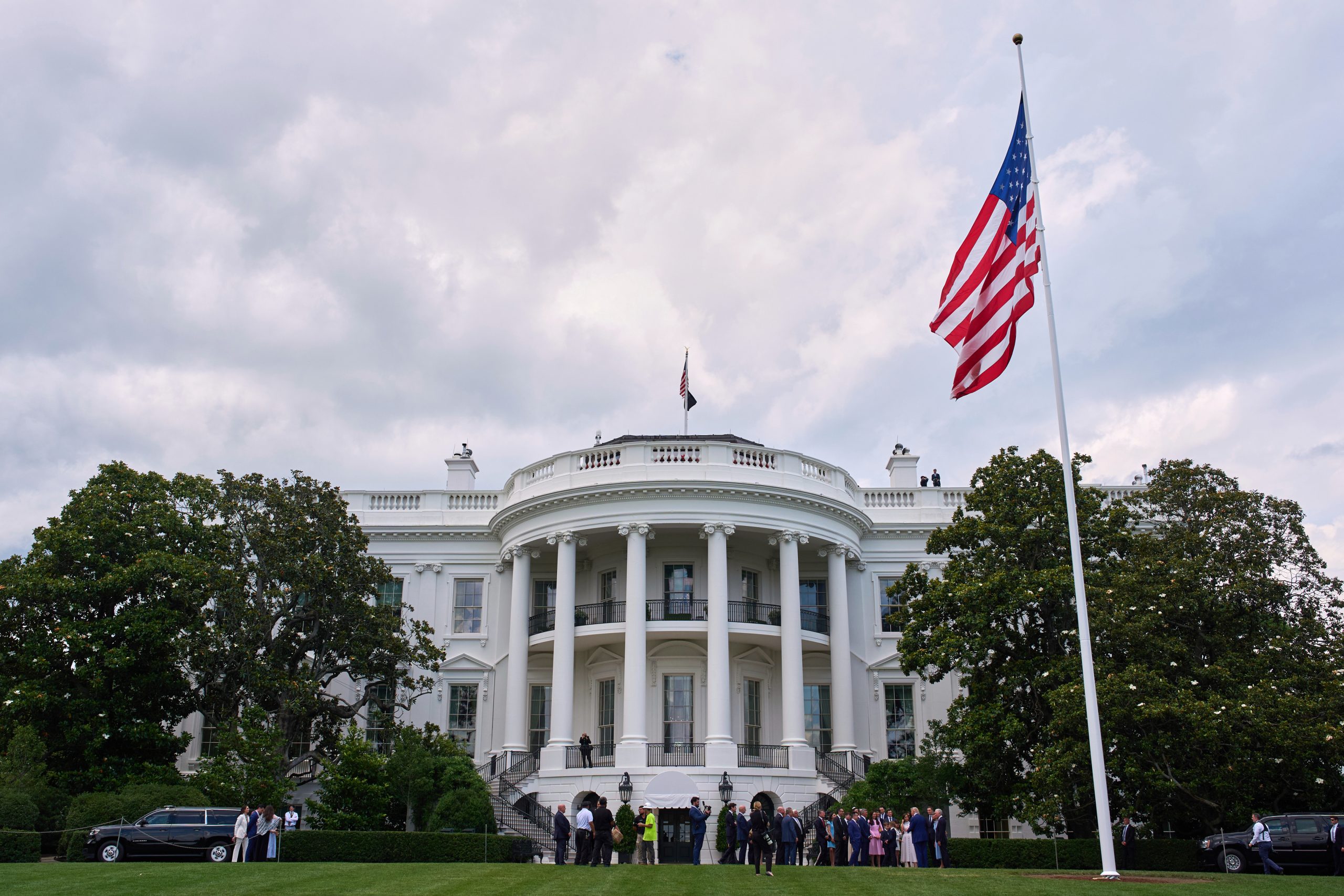 A newly installed flag pole stands on the South Lawn of the White House, Wednesday, June 18, 2025, in Washington. (AP Photo/Evan Vucci)